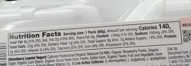Organic strawberry yogurt & graham crackers snack pack nutrition facts table