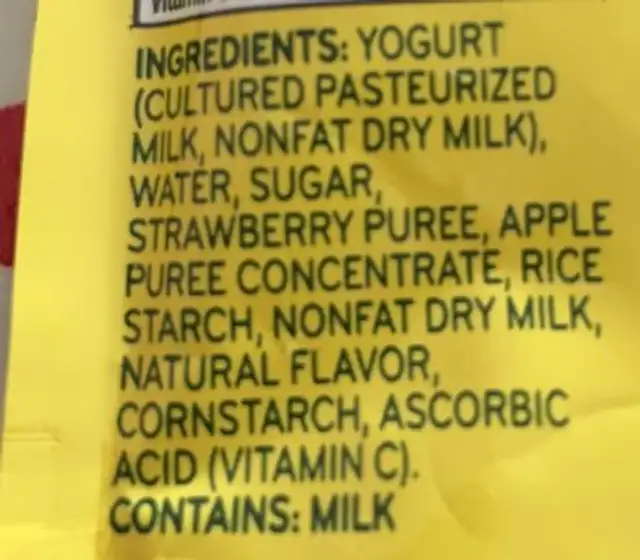 Breakfast on the go ingredients label