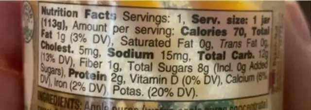 Chicken applecarrott nutrition facts table