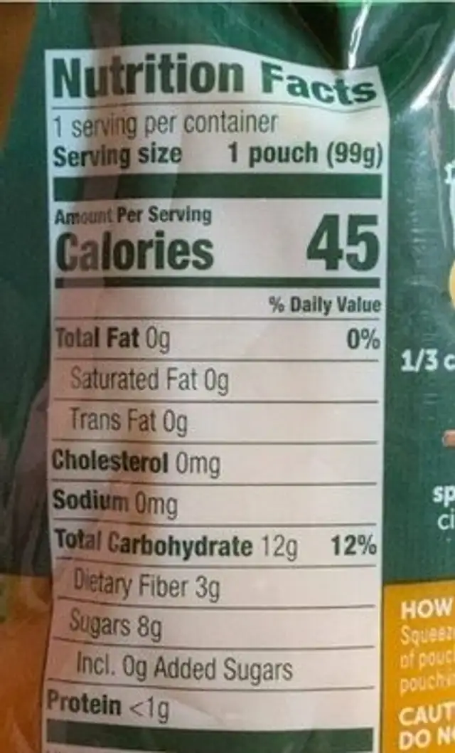 Beech-Nut naturals nutrition facts table