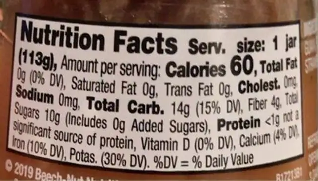Just Guava, Pear & Strawberry Baby Food nutrition facts table