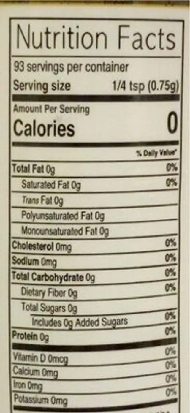 ground black pepper nutrition facts table