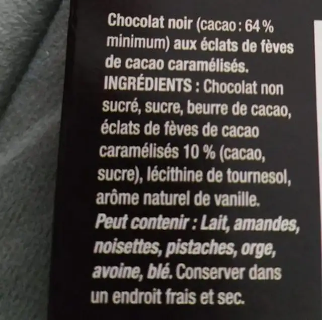 Desir noir ingredients label