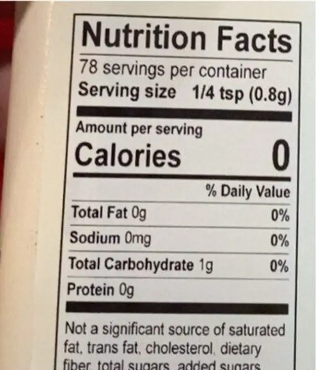 Onion powder nutrition facts table