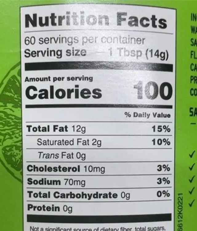 Sauer Brands, Inc nutrition facts table