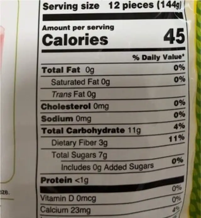 Whole Strawberries nutrition facts table