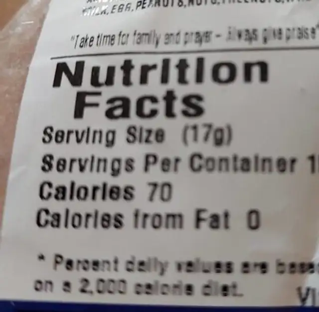 Lemon drops nutrition facts table