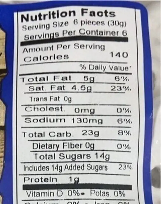 Frosted pretzel nutrition facts table