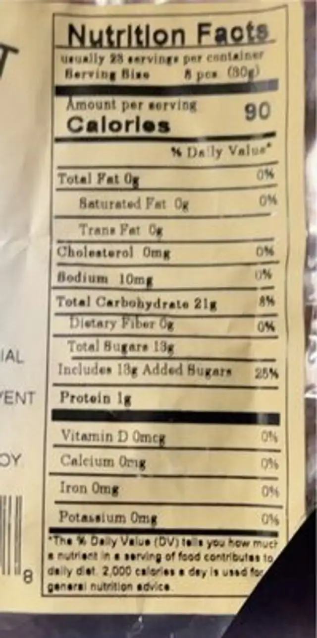 Bomgaars Select nutrition facts table