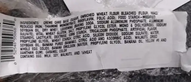 Unknown ingredients label