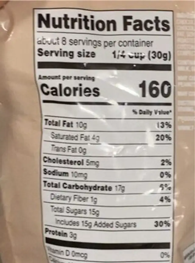 Whole Almonds Dark chocolate covered nutrition facts table