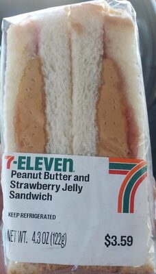 Peanut butter and strawberry jelly sandwich