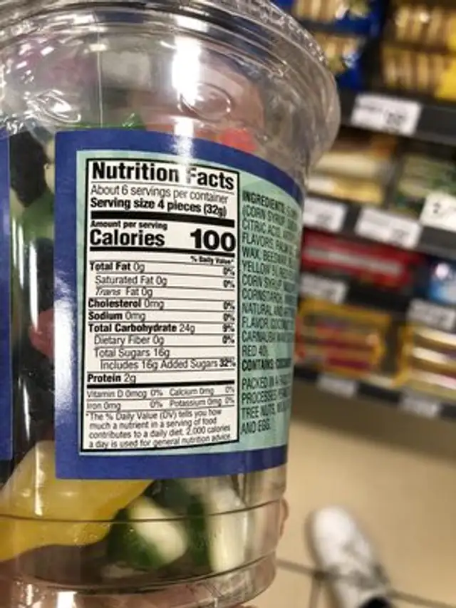 Unknown nutrition facts table