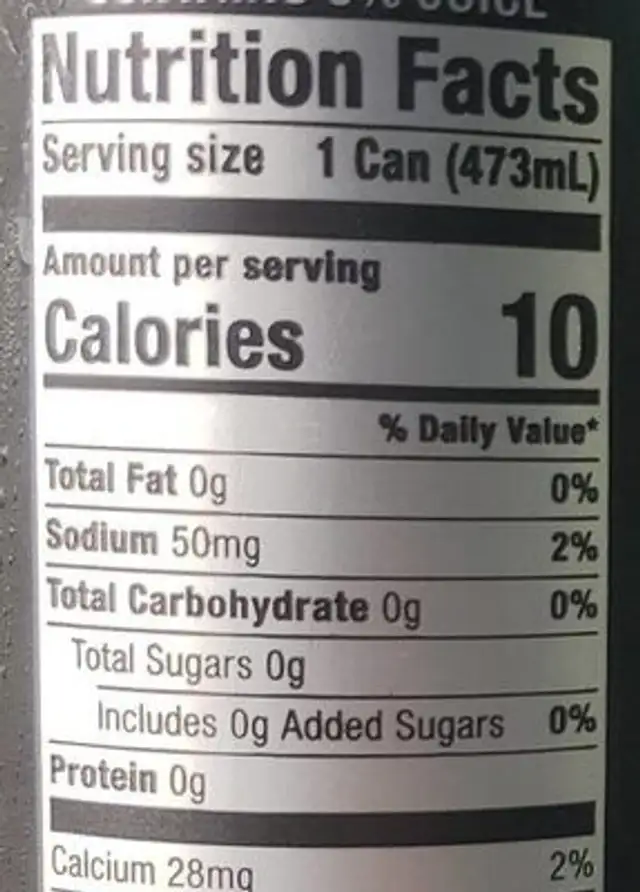 Quake nutrition facts table