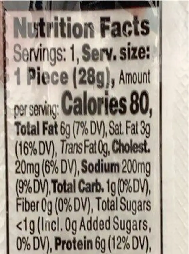 Low moisture part skim mozzarella string cheese nutrition facts table
