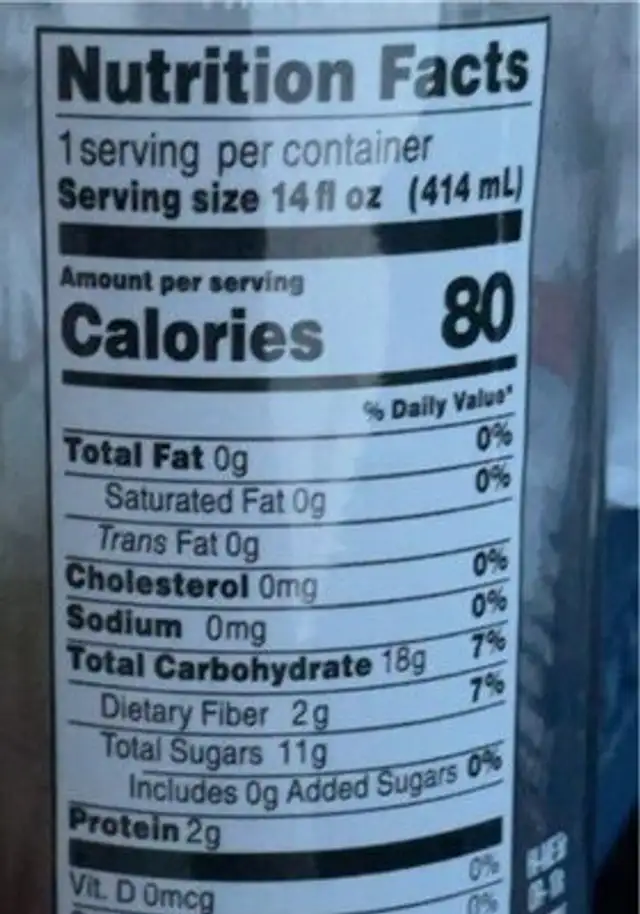 Organic Lemonade Half & Half nutrition facts table