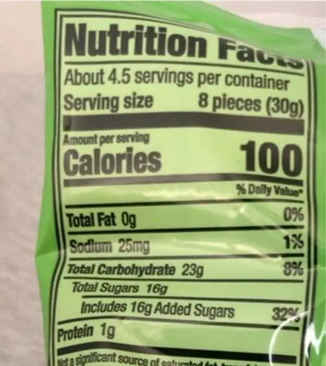 Fun Bugs gummy candy nutrition facts table