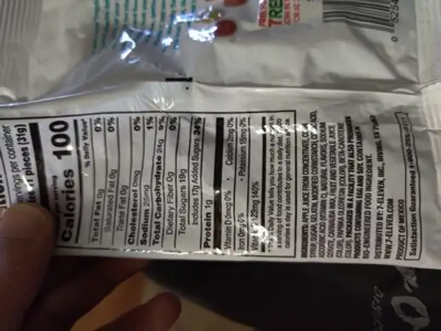Tropical Fruit Flavoured snacks ingredients label