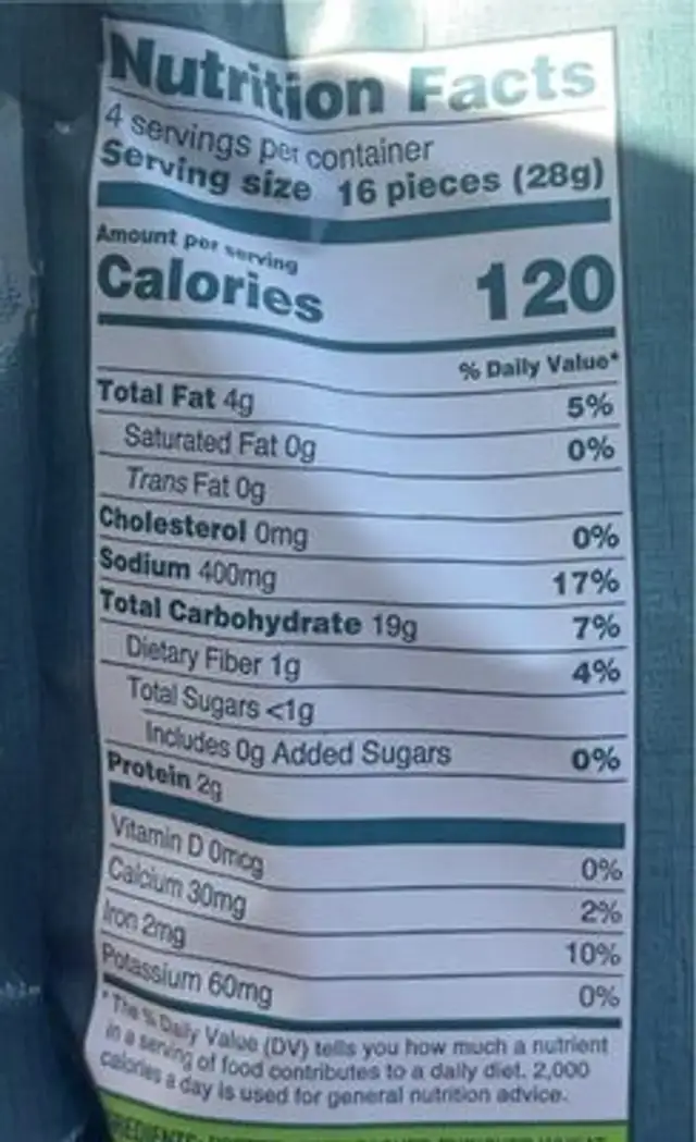 Twisted Dill Pickle Pretzels nutrition facts table