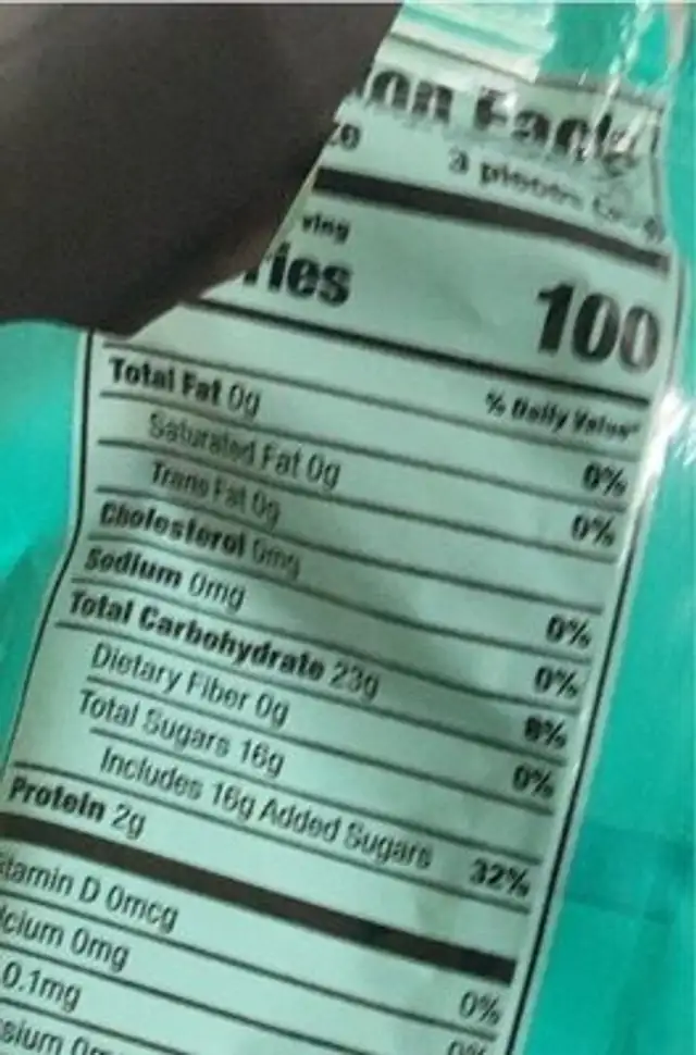 Green apple rings nutrition facts table