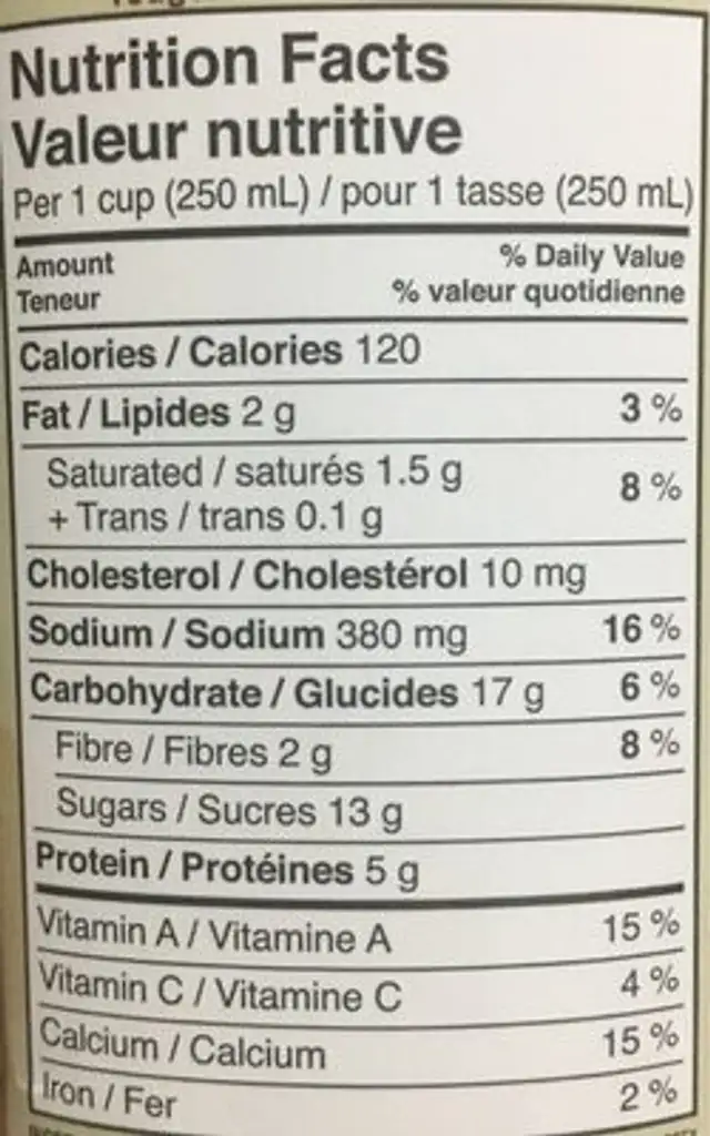 Organic Reduced Sodium Roasted Red Pepper & Tomato soup nutrition facts table