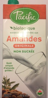Organic Almond Original Unsweetened Plant-Based Beverage (Canada) front packaging