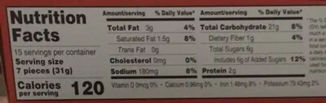 Cuetara Re De Canela Cookies nutrition facts table