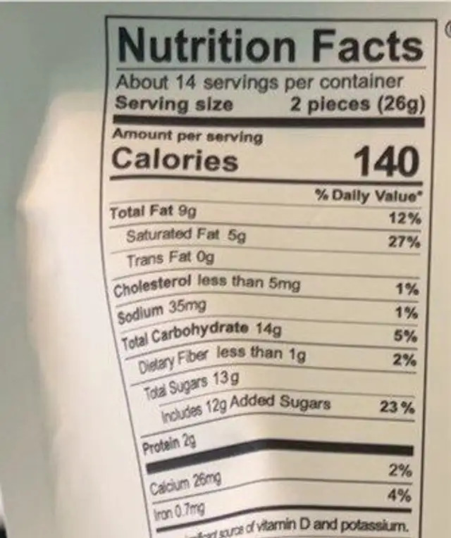 peanut butter buckeyes nutrition facts table