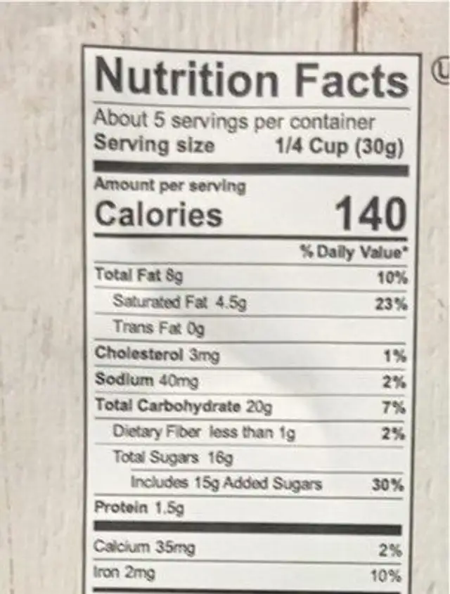 S'mores snack mix nutrition facts table