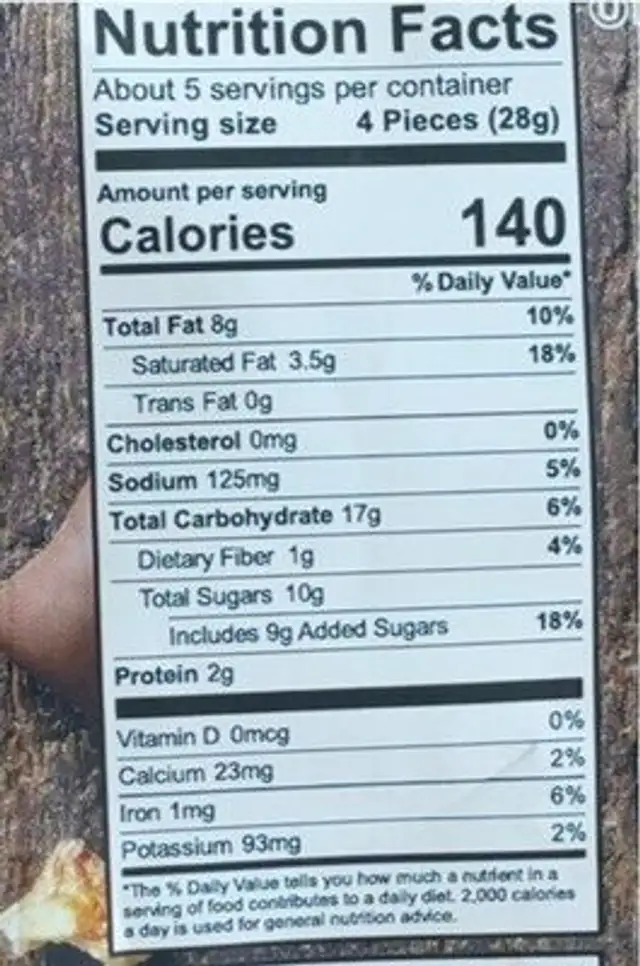 Peanut butter pretzel snack mix nutrition facts table