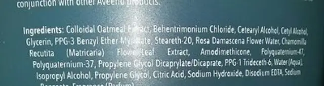 Rose Water & Chomomile Blend conditioner ingredients label