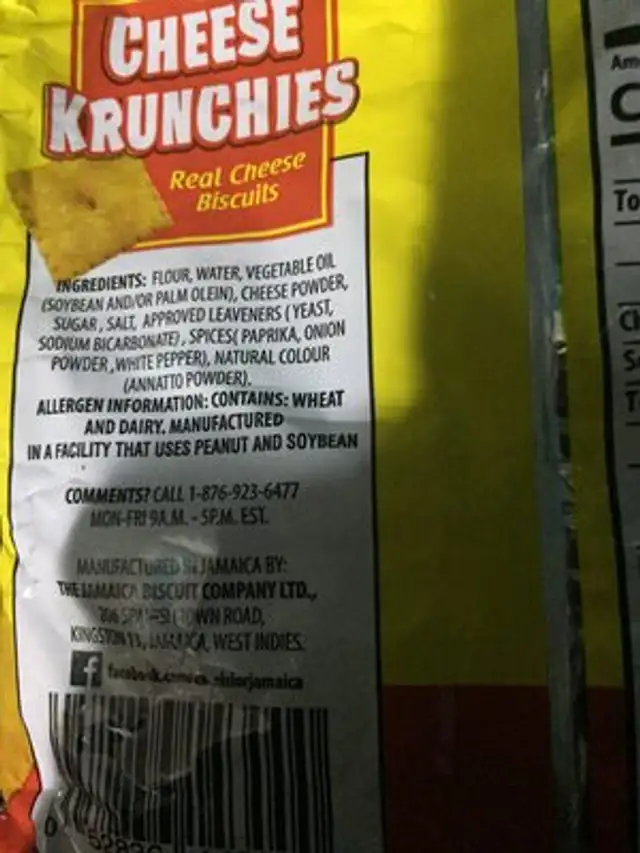 Cheese Krunchies ingredients label