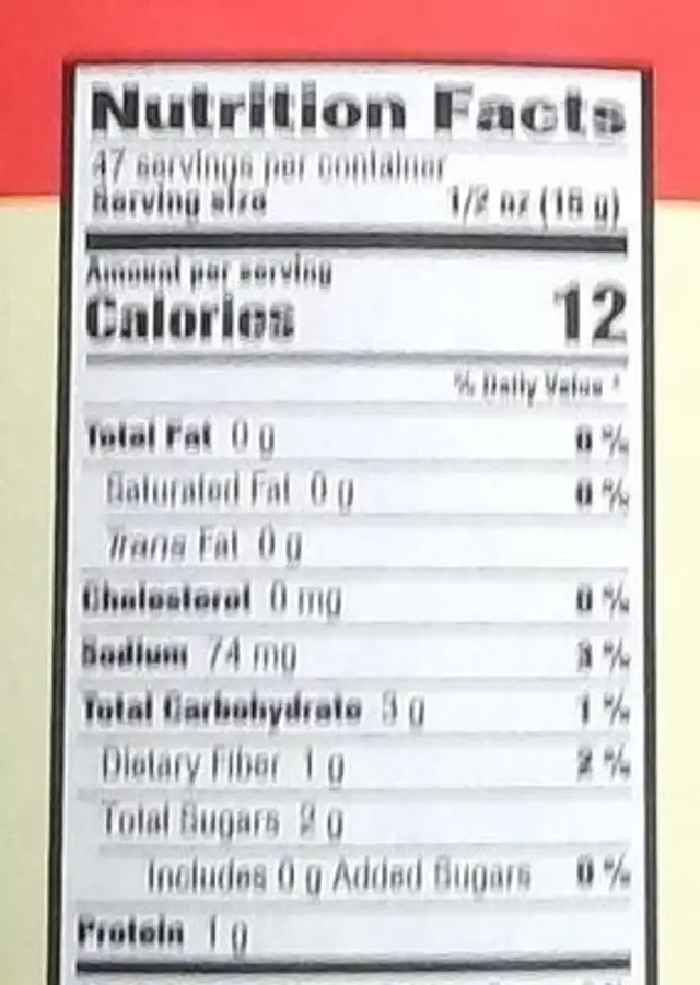 Tomato paste nutrition facts table