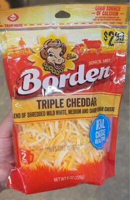 Triple cheddar cheese front packaging