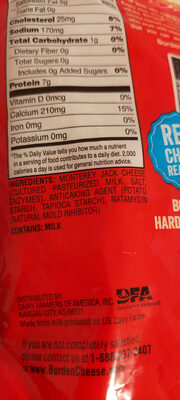 Monterey Jack Fineley Shredded Cheese ingredients label
