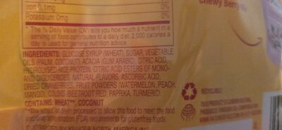 Chewy Tropical-Mix ingredients label