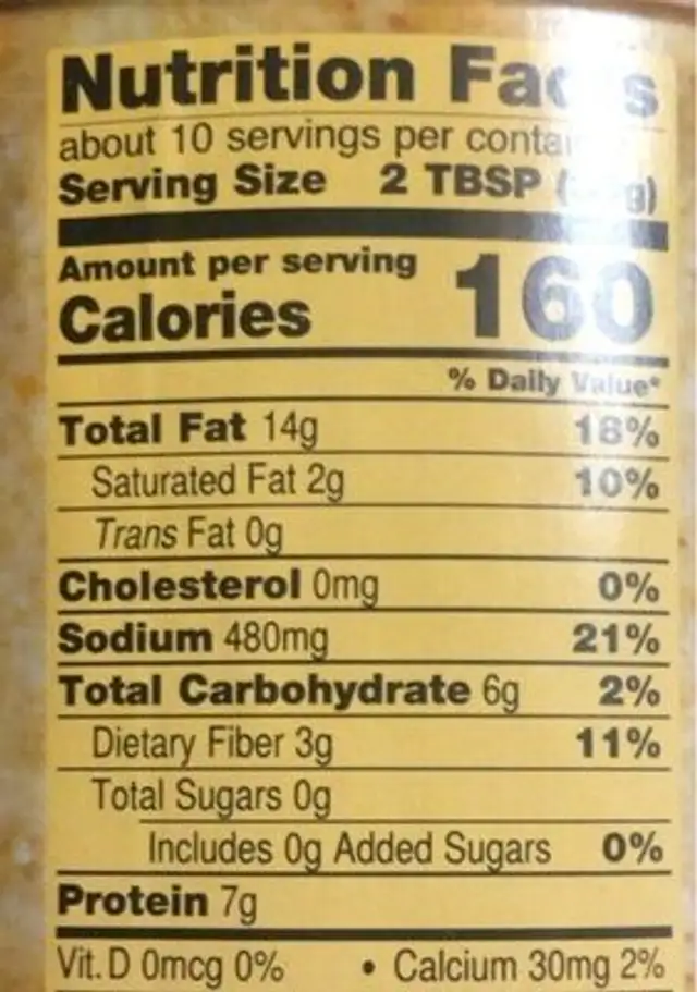 Crab town nuts nutrition facts table