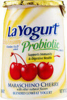 Probiotic rich & creamy low fat yogurt maraschino cherry
