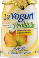 Probiotic rich & creamy low fat yogurt mango front packaging