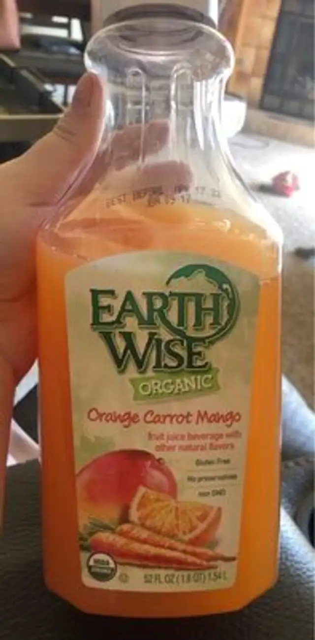 Organic orange carrot mango fruit juice