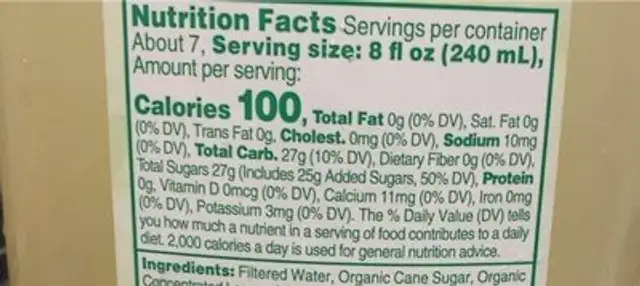 Organic old fashioned lemonade nutrition facts table