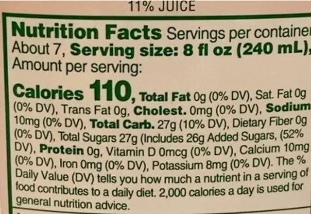 Tree ripe premium raspberry lemonade juice nutrition facts table