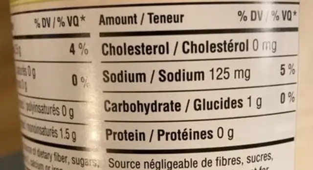 Naturals nutrition facts table