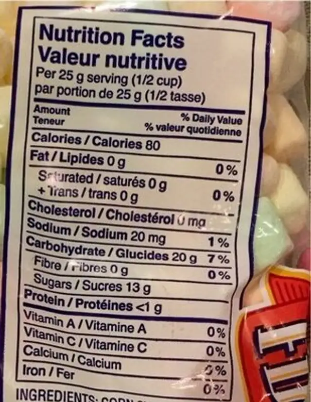 Gumauve miniature à saveur de fruit nutrition facts table