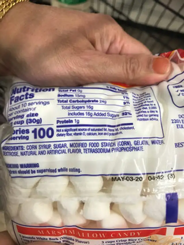Fireside marshmalows ingredients label