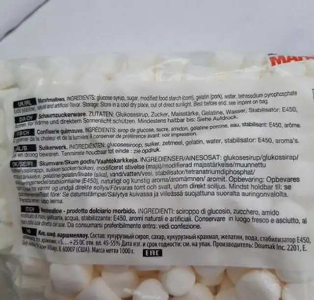 marshmallows ingredients label