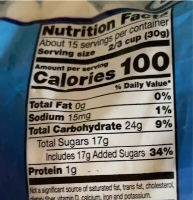 Mini marshmallows nutrition facts table