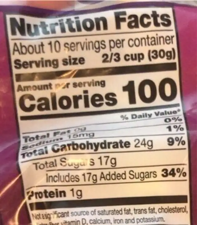 Marshmallow nutrition facts table