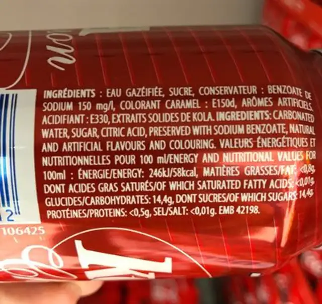 Kola Champion Solo Pack X 6 ingredients label