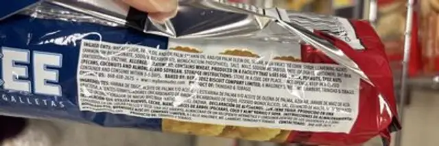 Crackers ingredients label